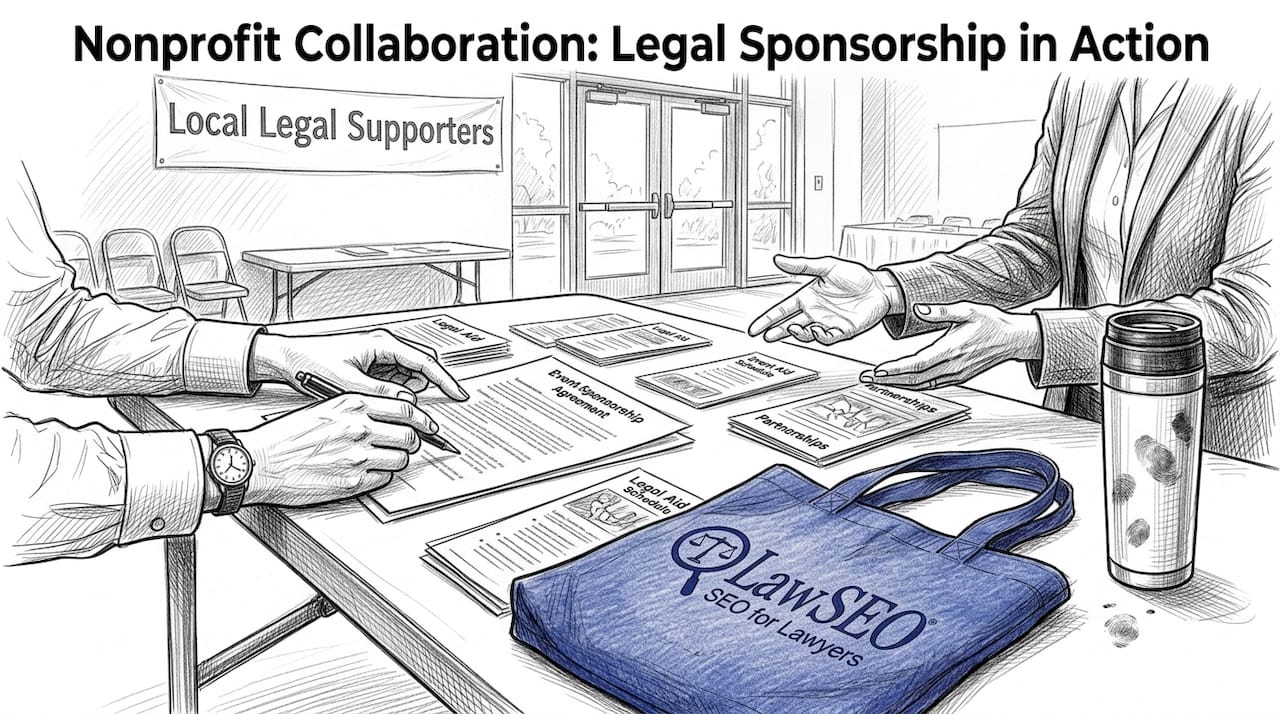 Attorney and nonprofit leader reviewing sponsorship paperwork