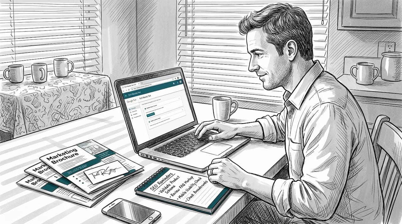 Business owner updating SEO website checklist