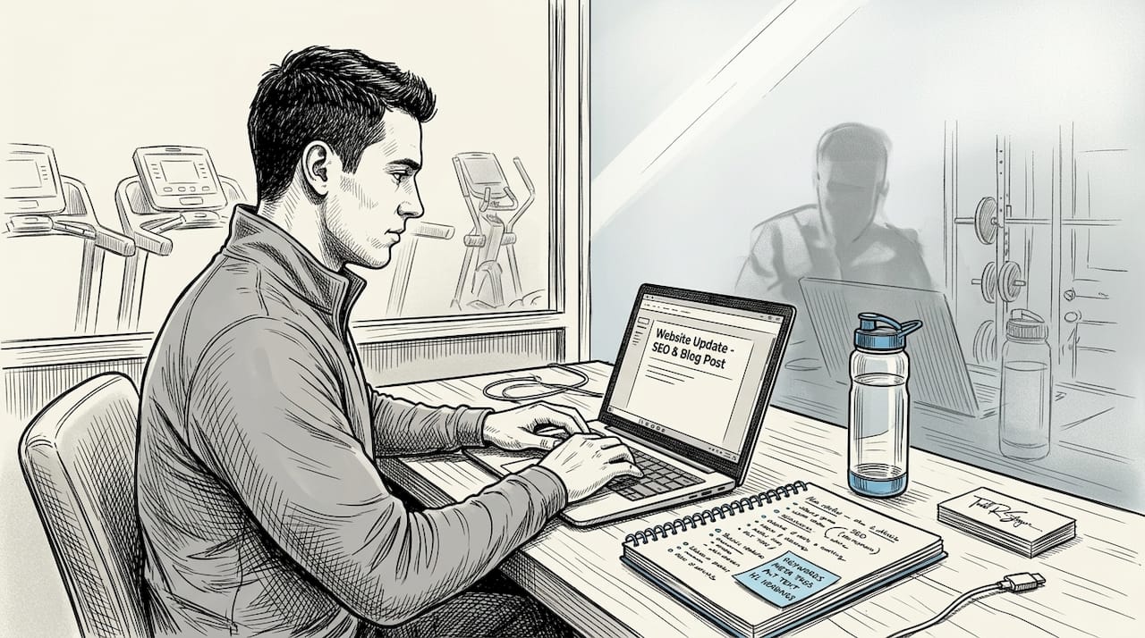 Gym staffer updating website SEO content