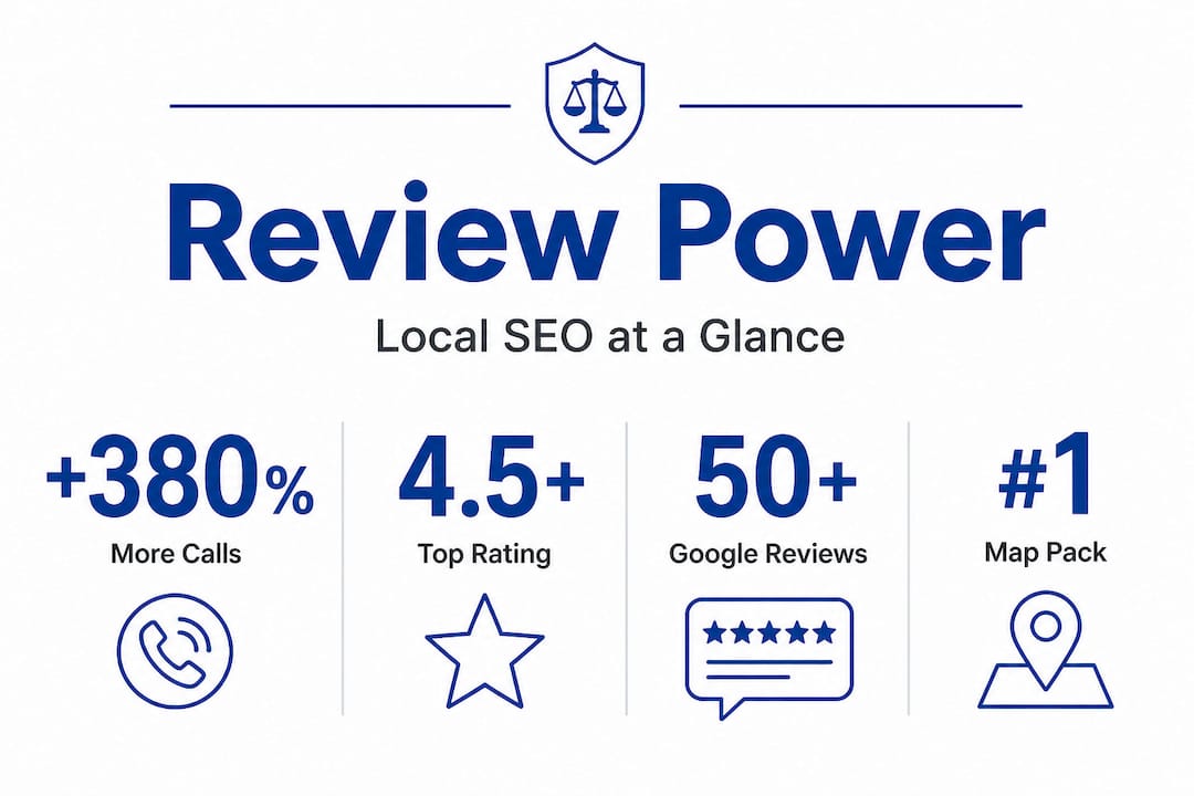 Infographic highlighting law firm review SEO impact stats