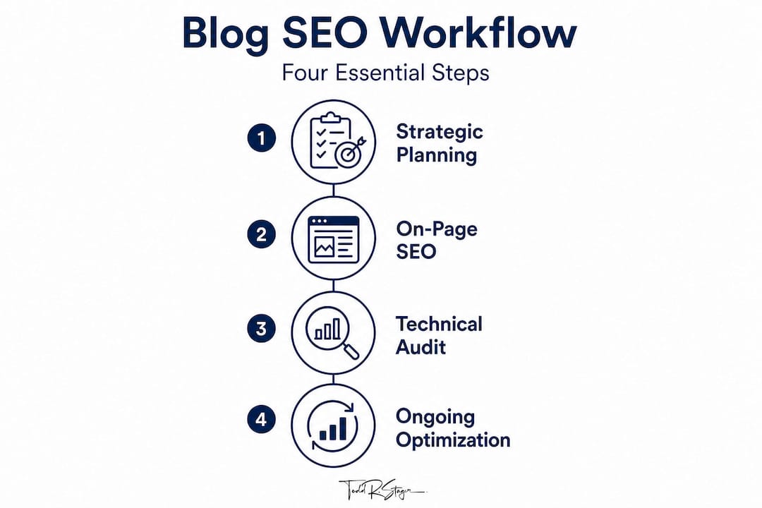 Infographic showing blog SEO process steps