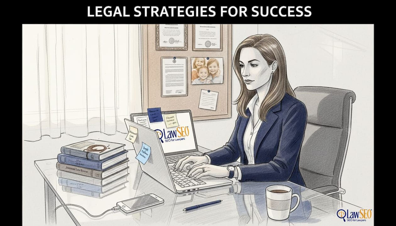 Attorney updating bio with credentials at home office