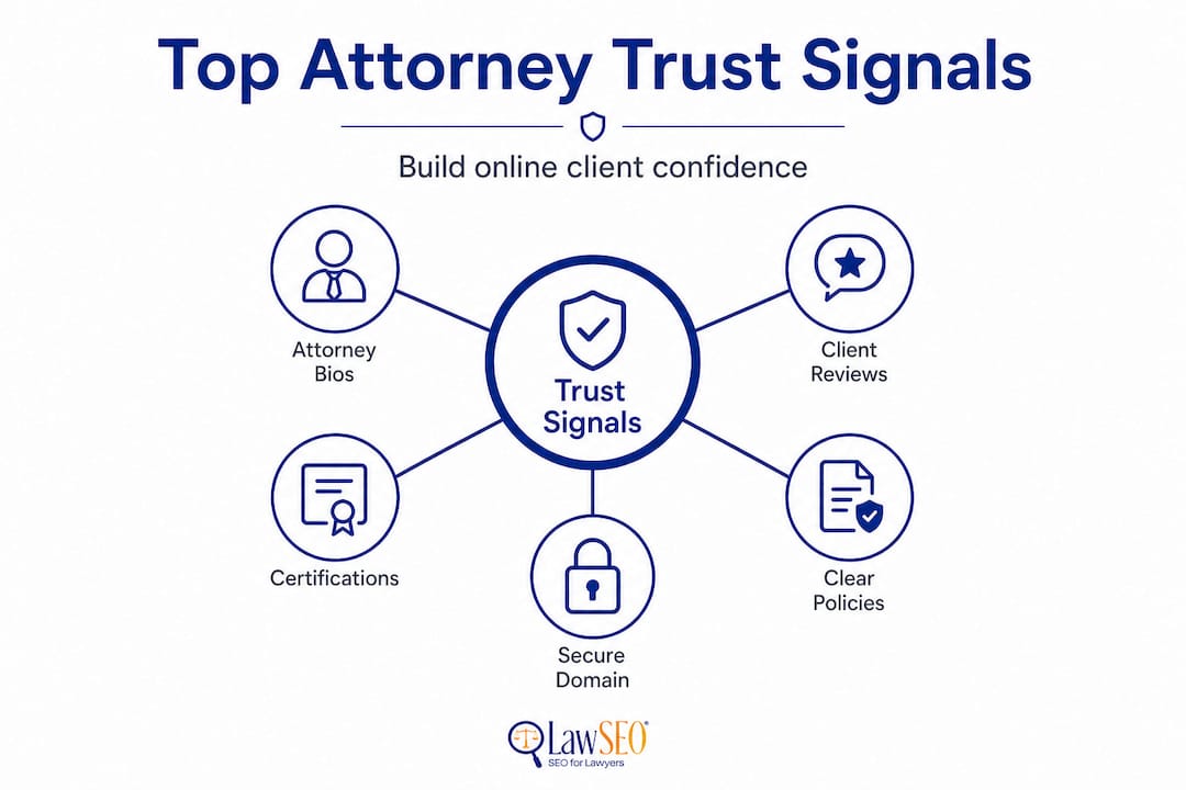 Hierarchy infographic of top attorney trust signals