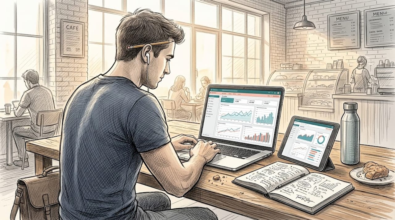 Worker comparing SEO dashboard tools