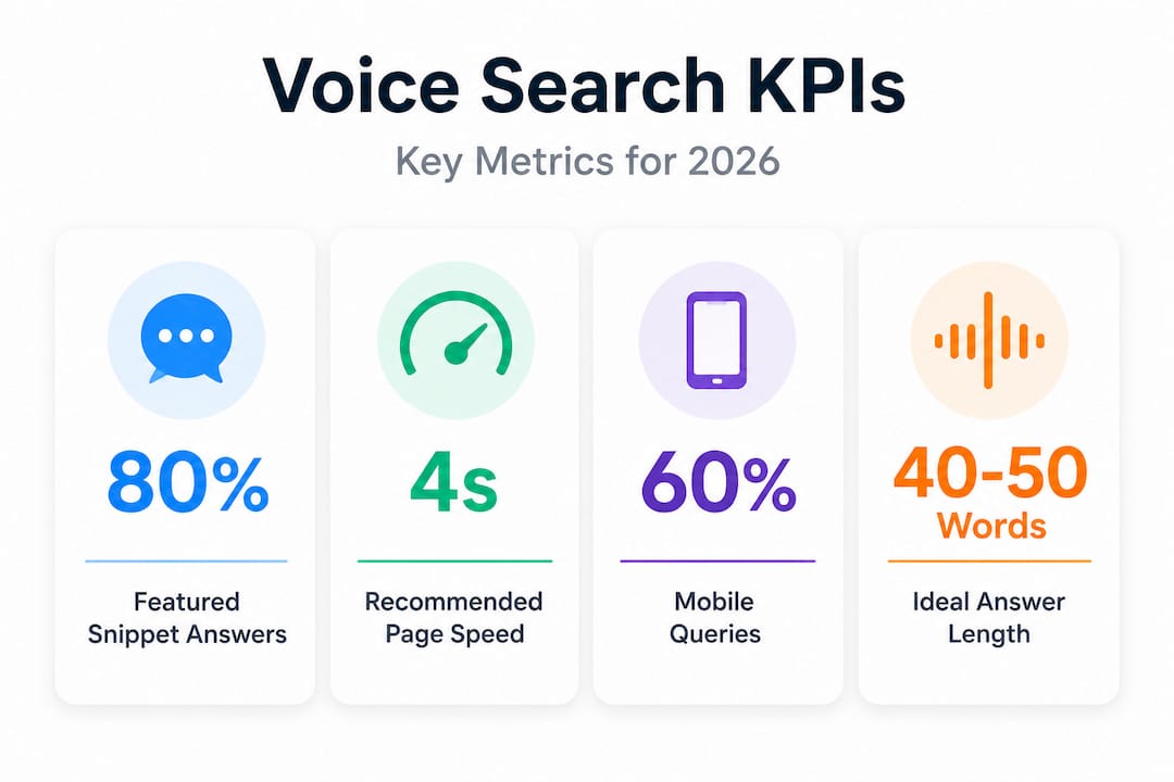 Infographic showing top voice search SEO KPIs