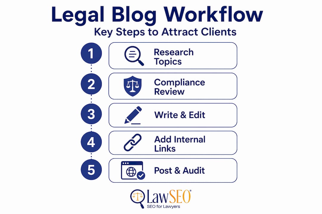 Infographic on legal blog writing workflow steps