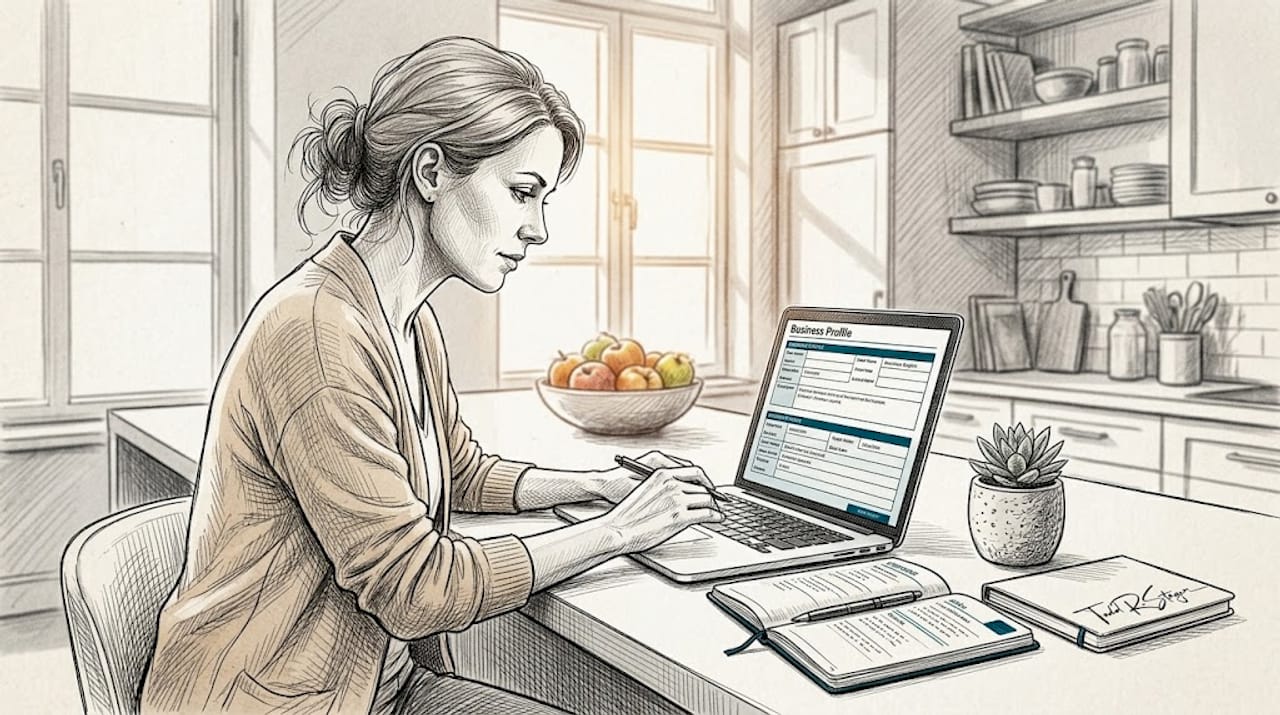 Business owner updating online profile details