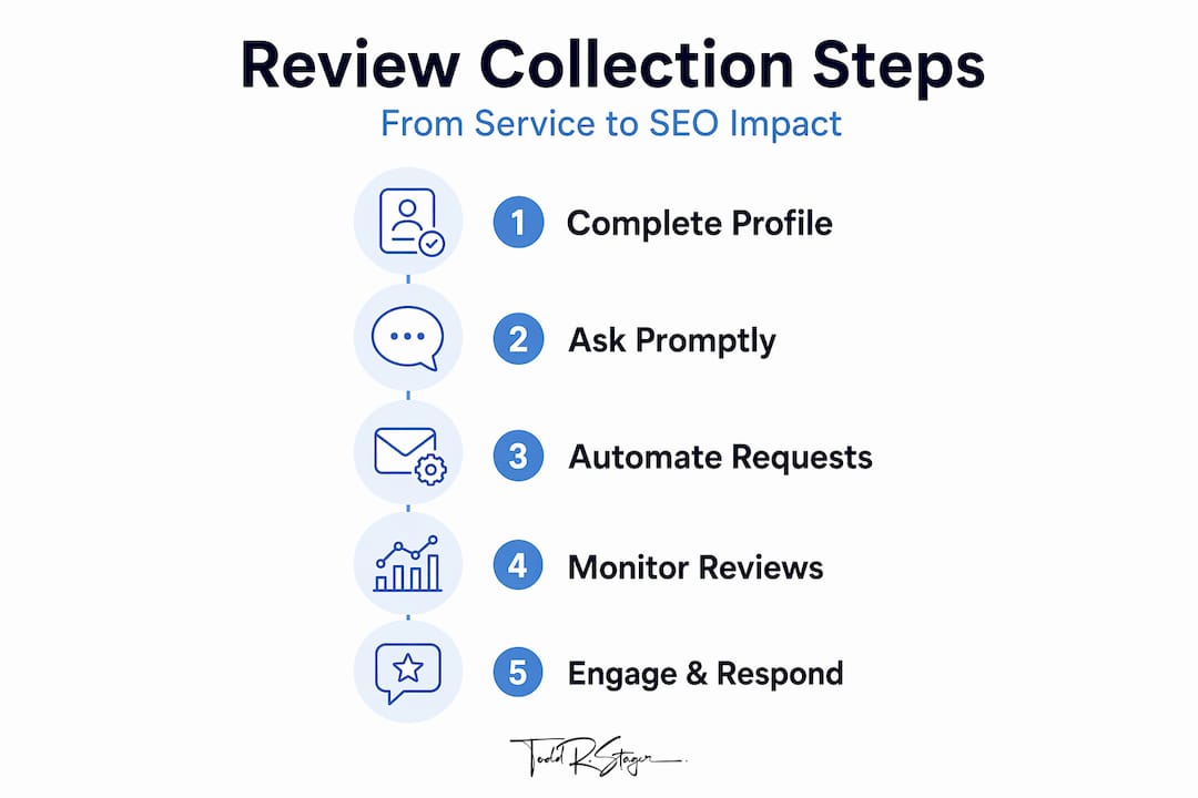 Infographic with steps for review collection workflow