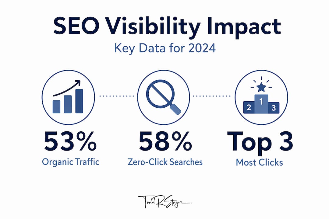 Infographic with main SEO visibility impact stats