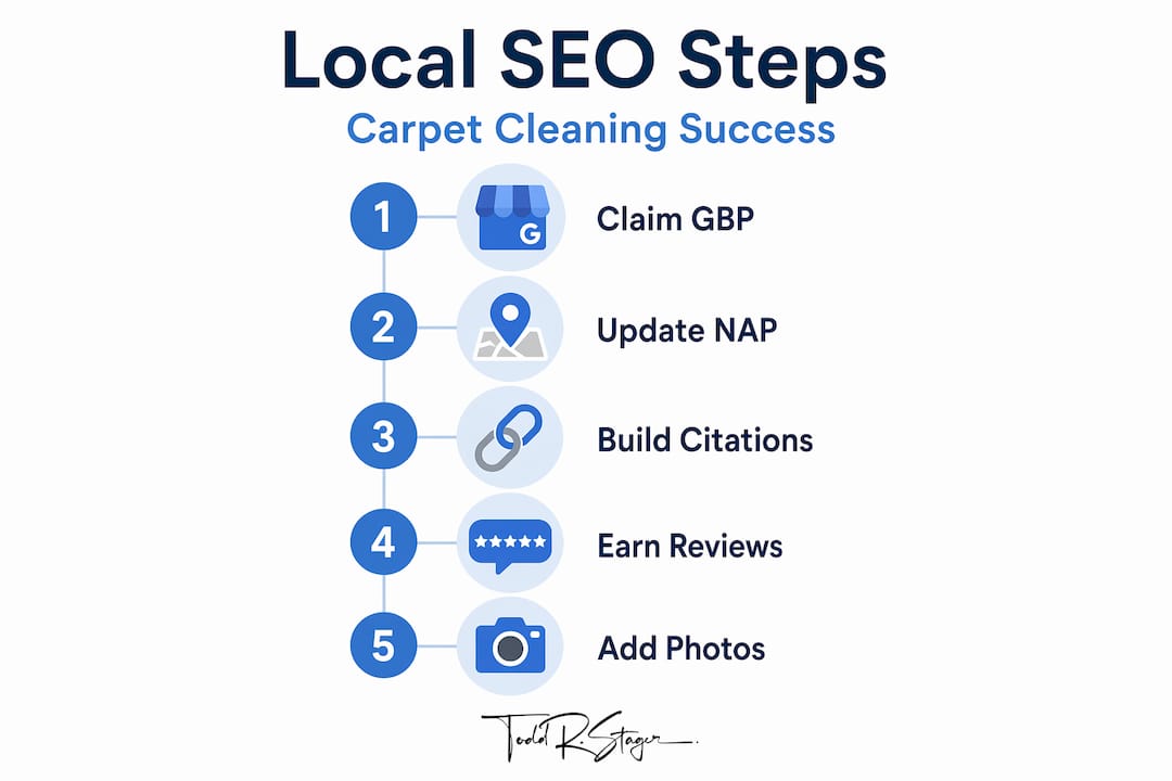 Infographic showing five steps for local SEO process
