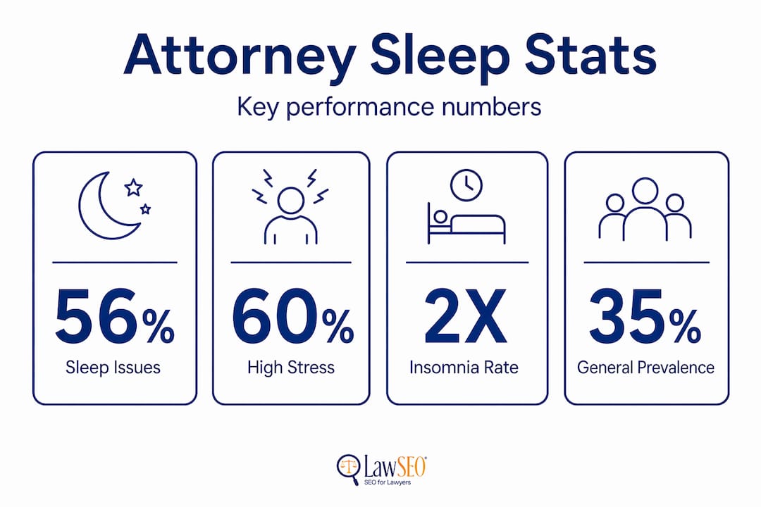 Infographic with attorney sleep and stress statistics
