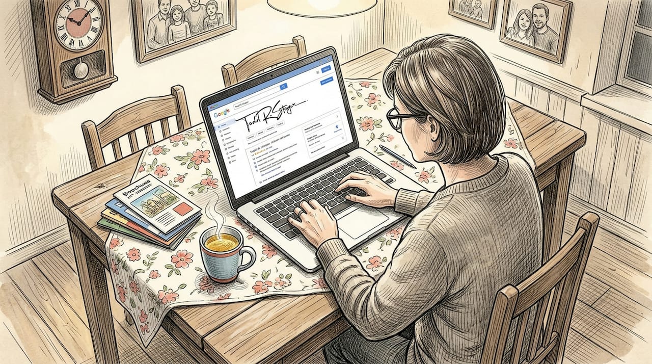 Business owner checking online directory listing