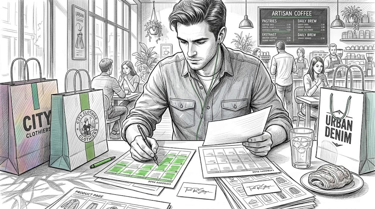 Man reviewing ecommerce category page layouts