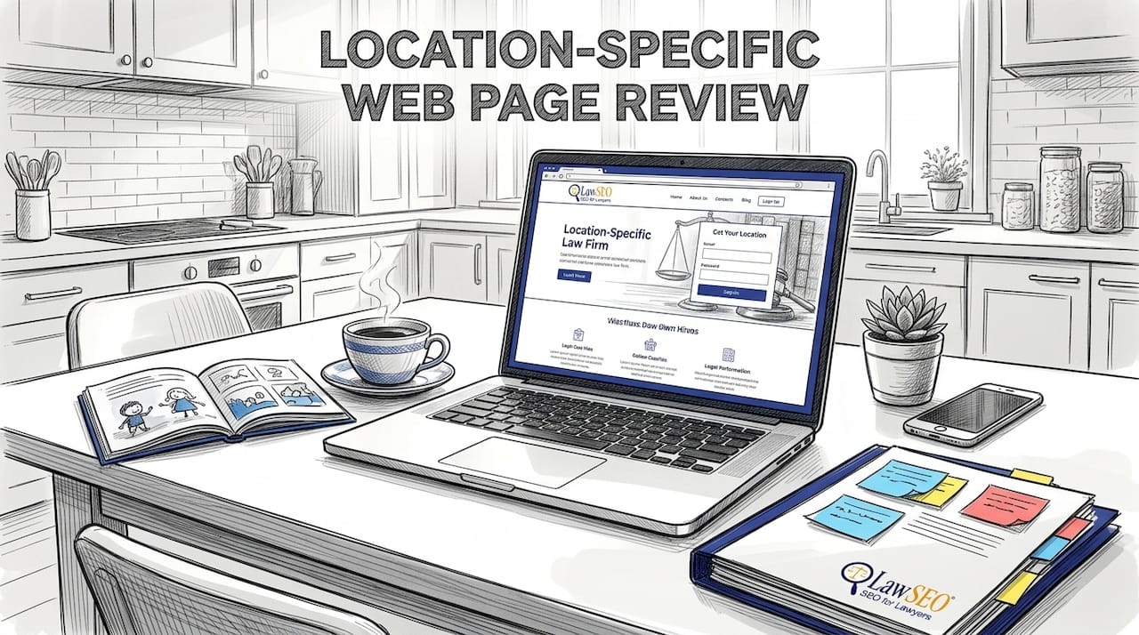 Lawyer reviewing localized law firm website