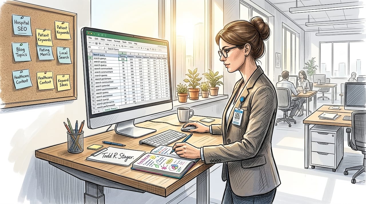 Specialist analyzing hospital patient keyword data