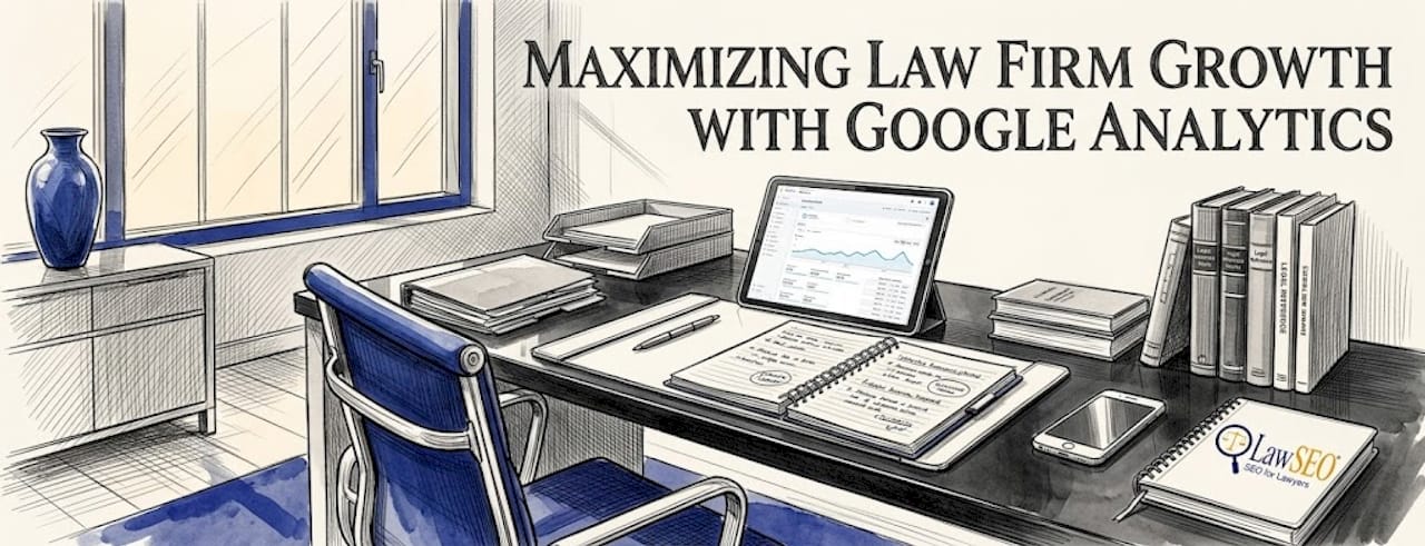 Attorney analyzing SEO data in office