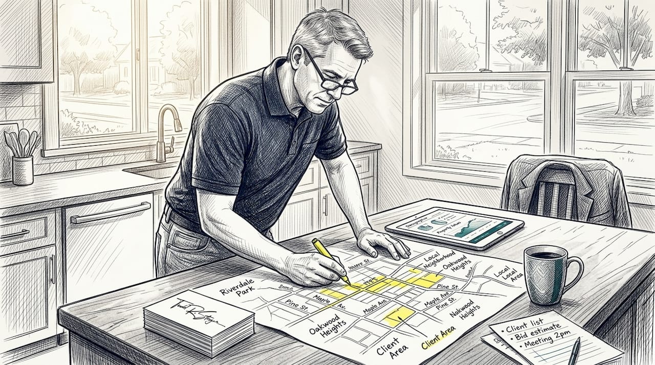Contractor marking neighborhoods for local seo