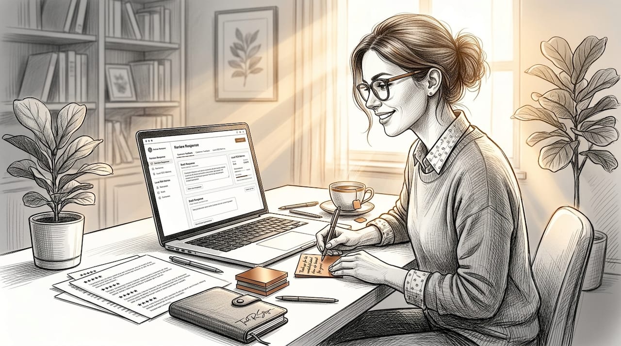 Marketer responding to customer reviews