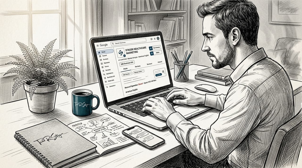 Marketing specialist updating Google Business Profile