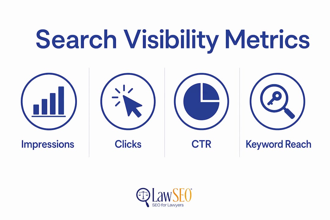 Infographic showing key search visibility metrics