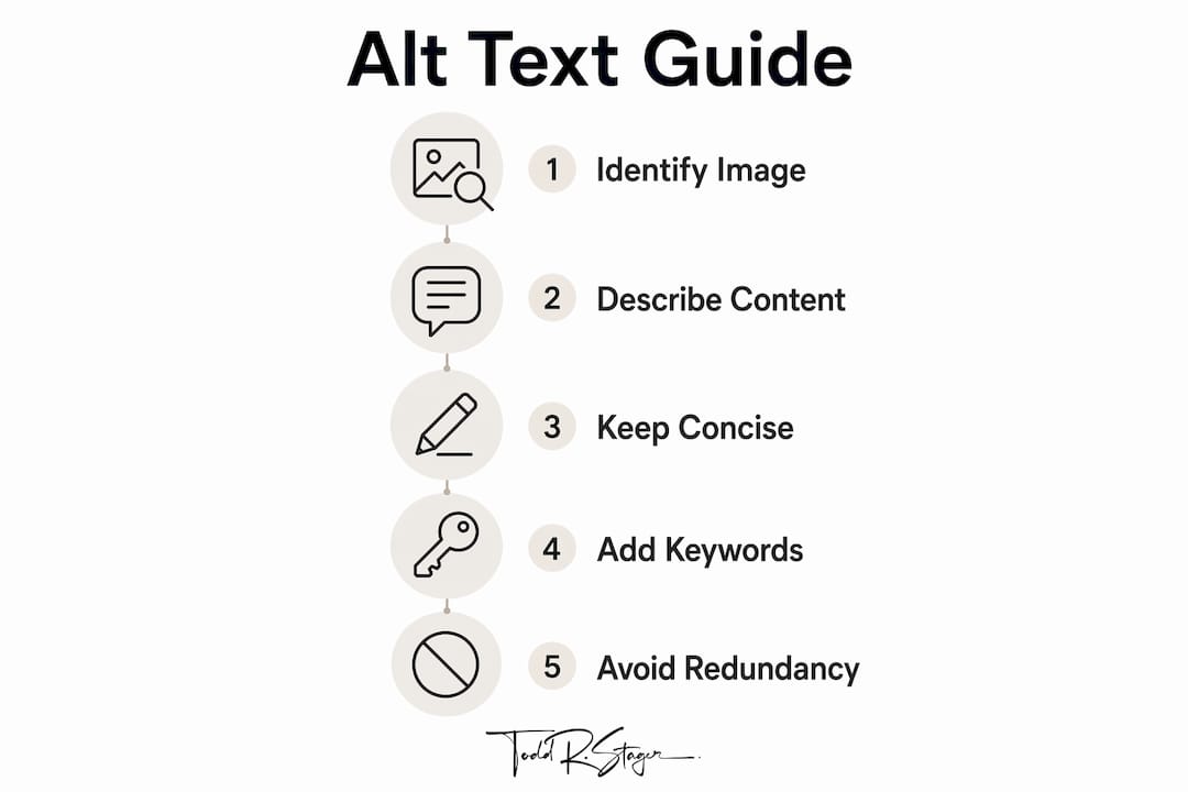 Infographic outlining alt text writing best practices