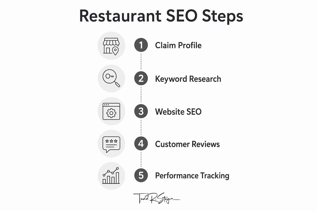 Infographic outlining restaurant SEO steps