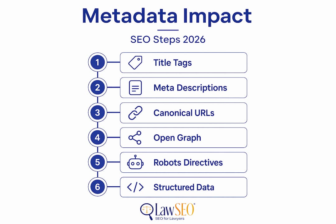 Infographic illustrating key SEO metadata elements and their impact
