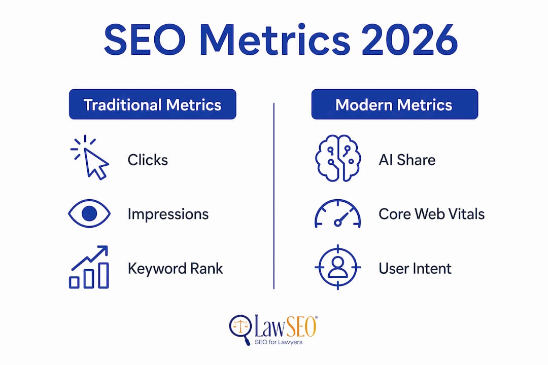 Infographic comparing traditional and modern SEO metrics