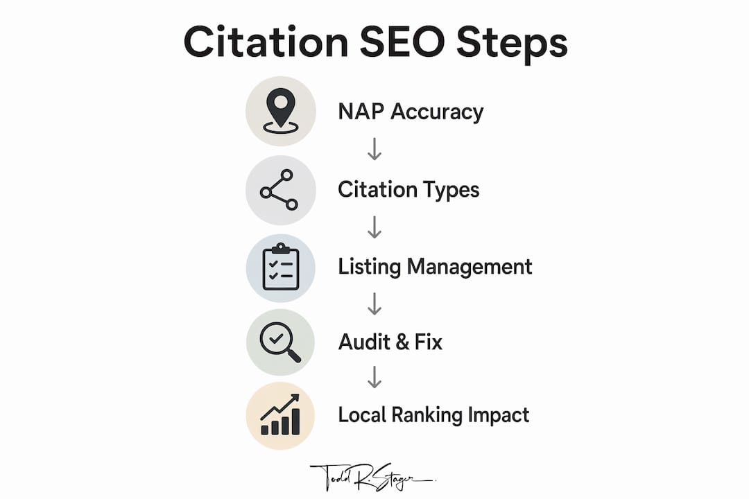Infographic outlining key citation SEO steps