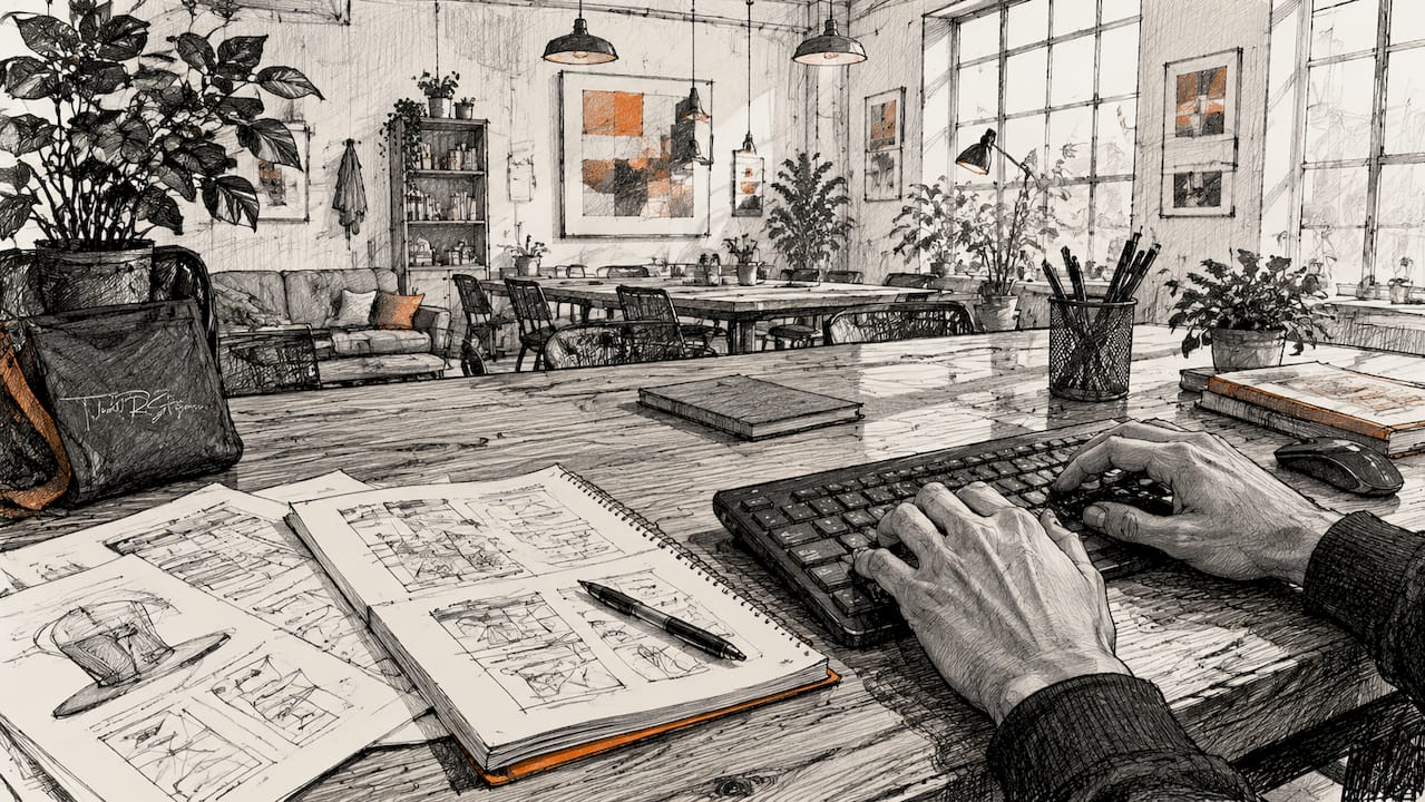 Hands typing near black hat SEO tactics printouts