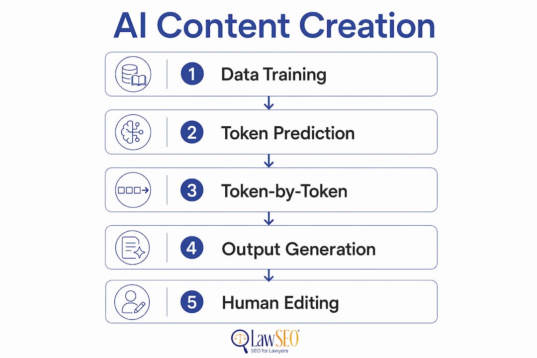 Infographic illustrating AI content generation steps