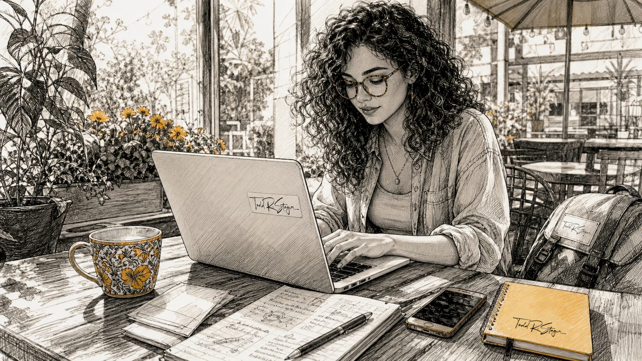 Young woman typing on laptop in co-working space