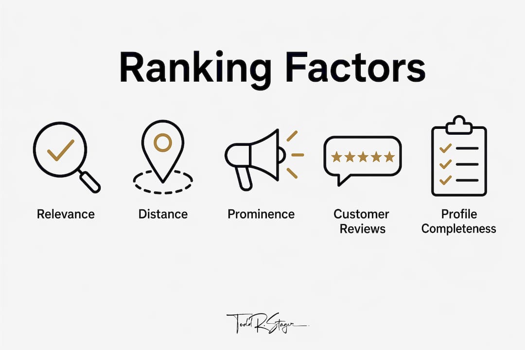 Infographic showing hierarchy of Google Maps ranking factors