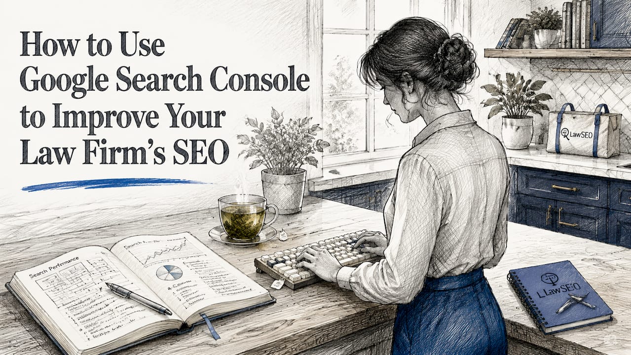 Hands typing at desk with SEO notes and coffee