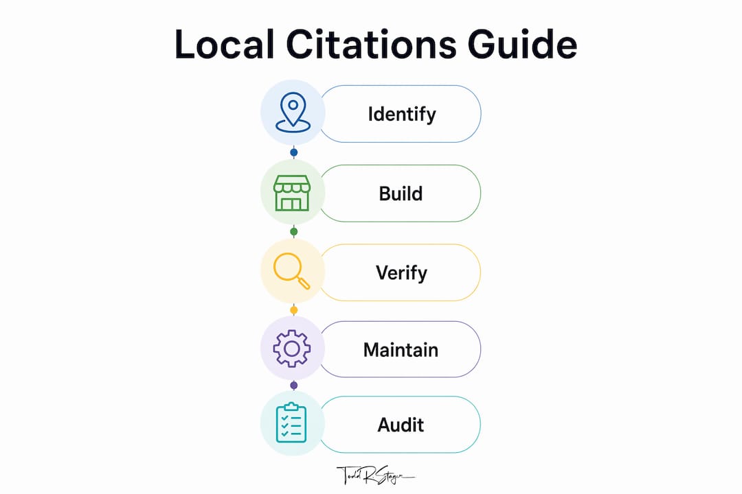 Infographic showing steps to manage local citations