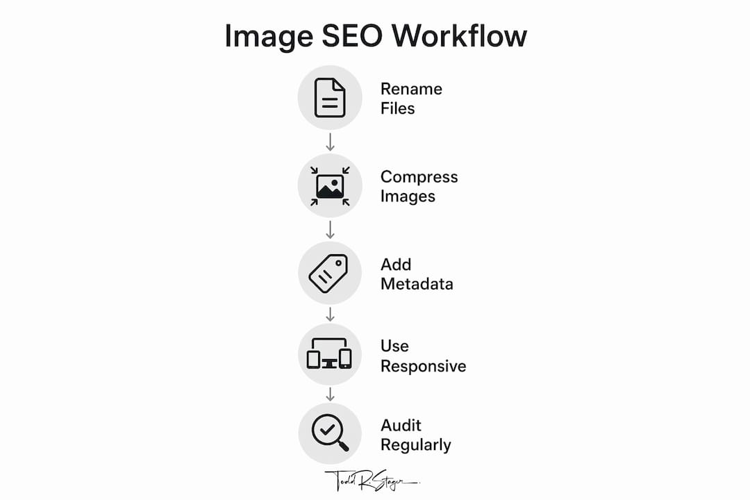 Infographic showing image SEO workflow step-by-step