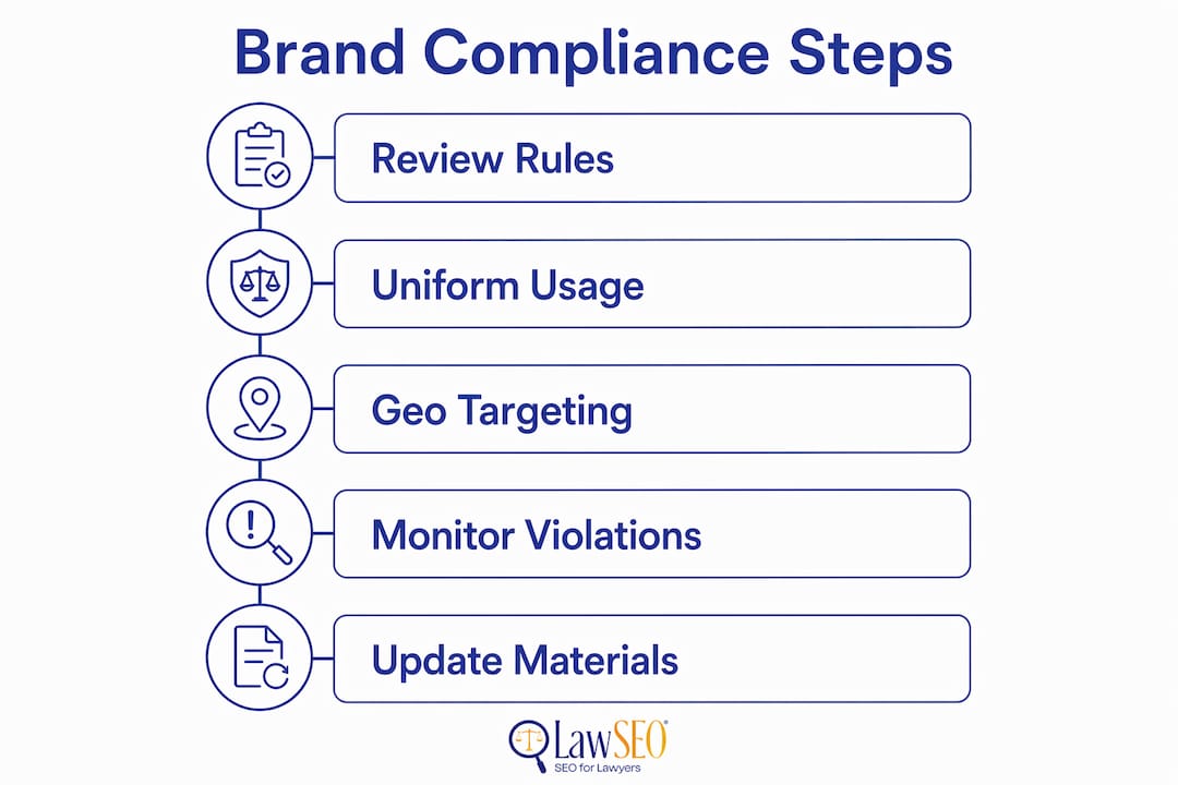 Infographic showing steps for branding compliance