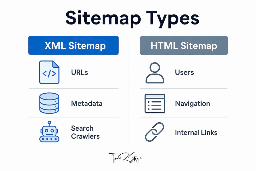 Infographic comparing XML and HTML sitemap features
