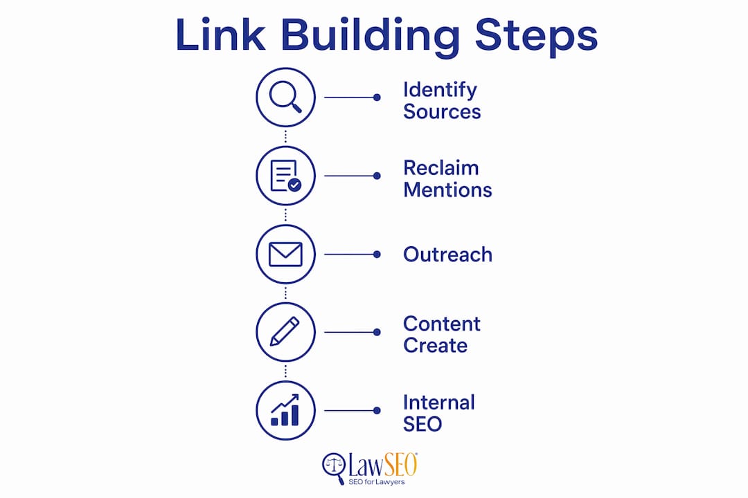 Infographic illustrating link acquisition steps