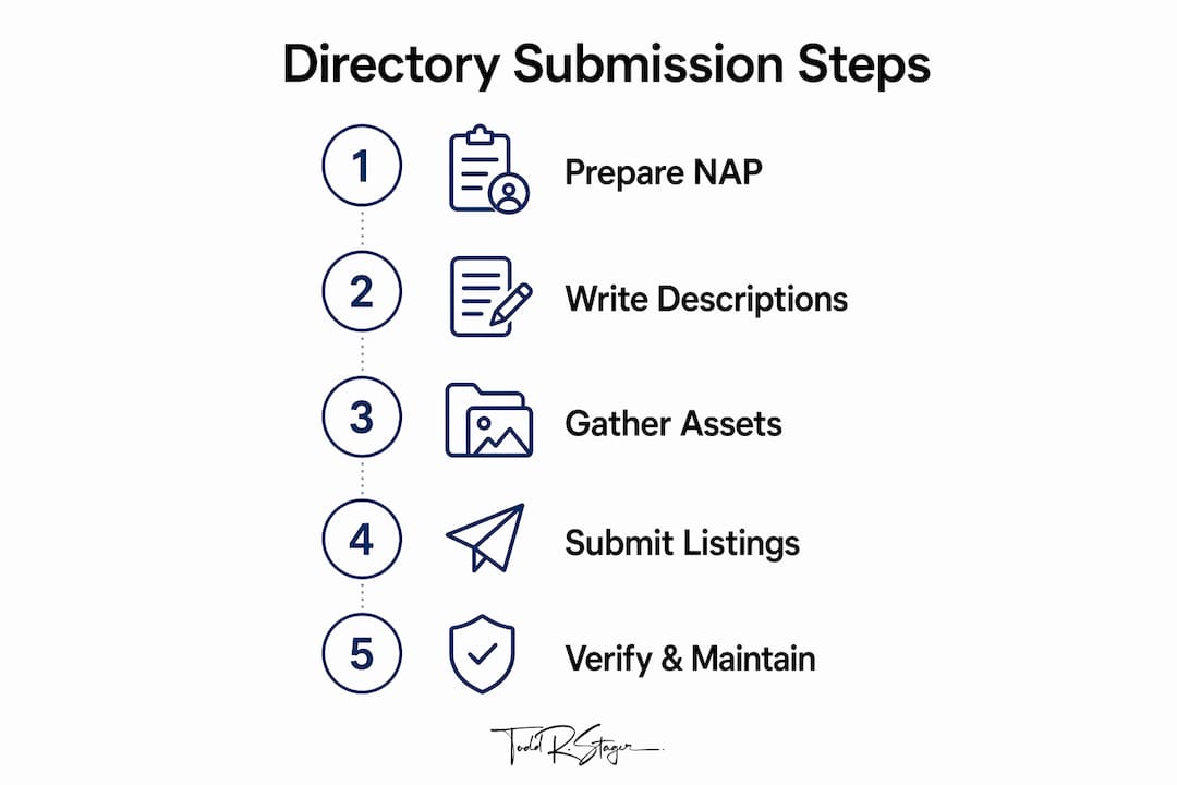 Infographic illustrating directory submission steps