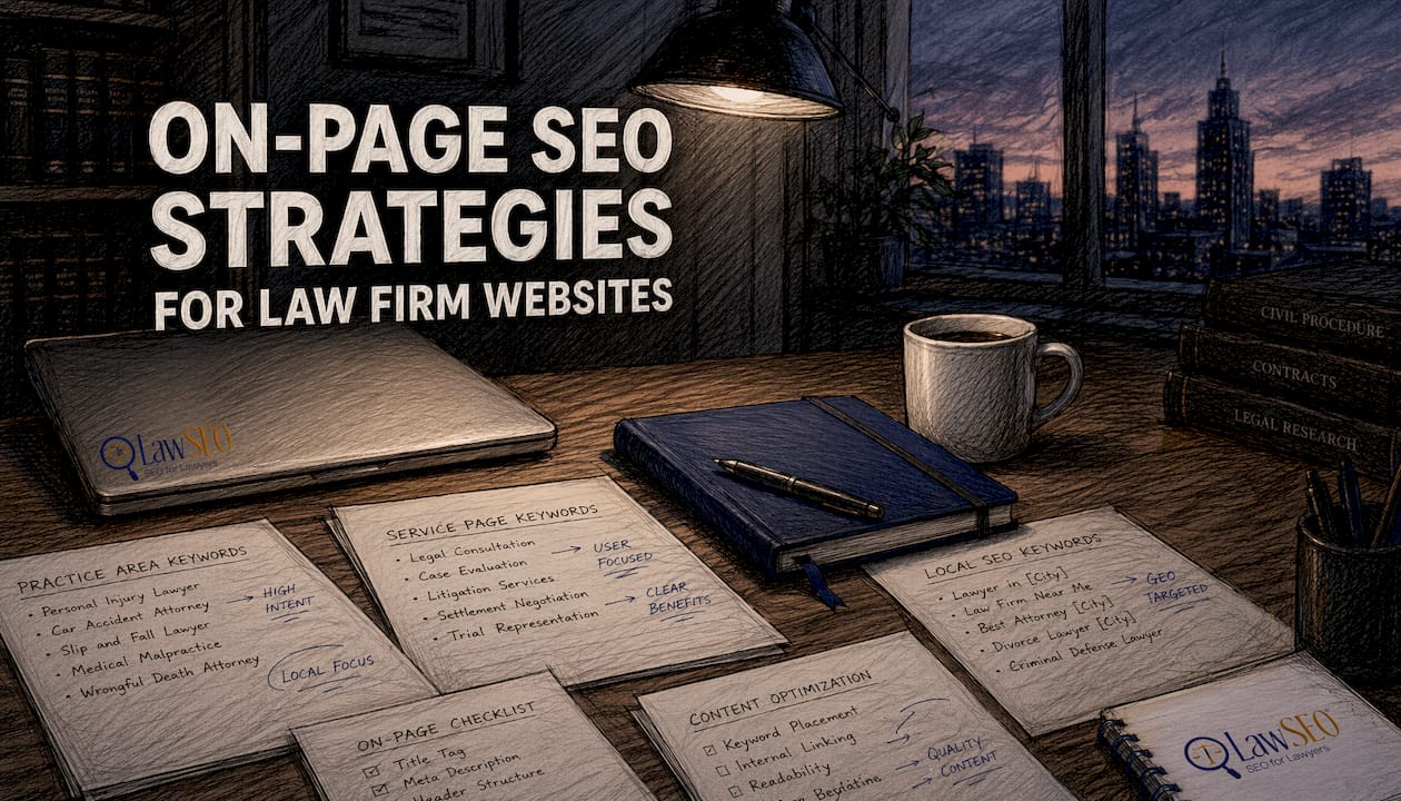 Close-up of law office desk with PPC keyword lists