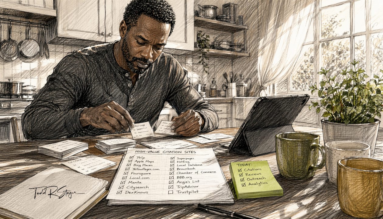 Businessman organizing citation lists