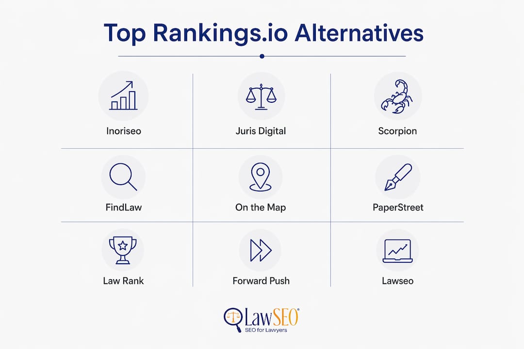 Infographic showing top legal marketing agency alternatives