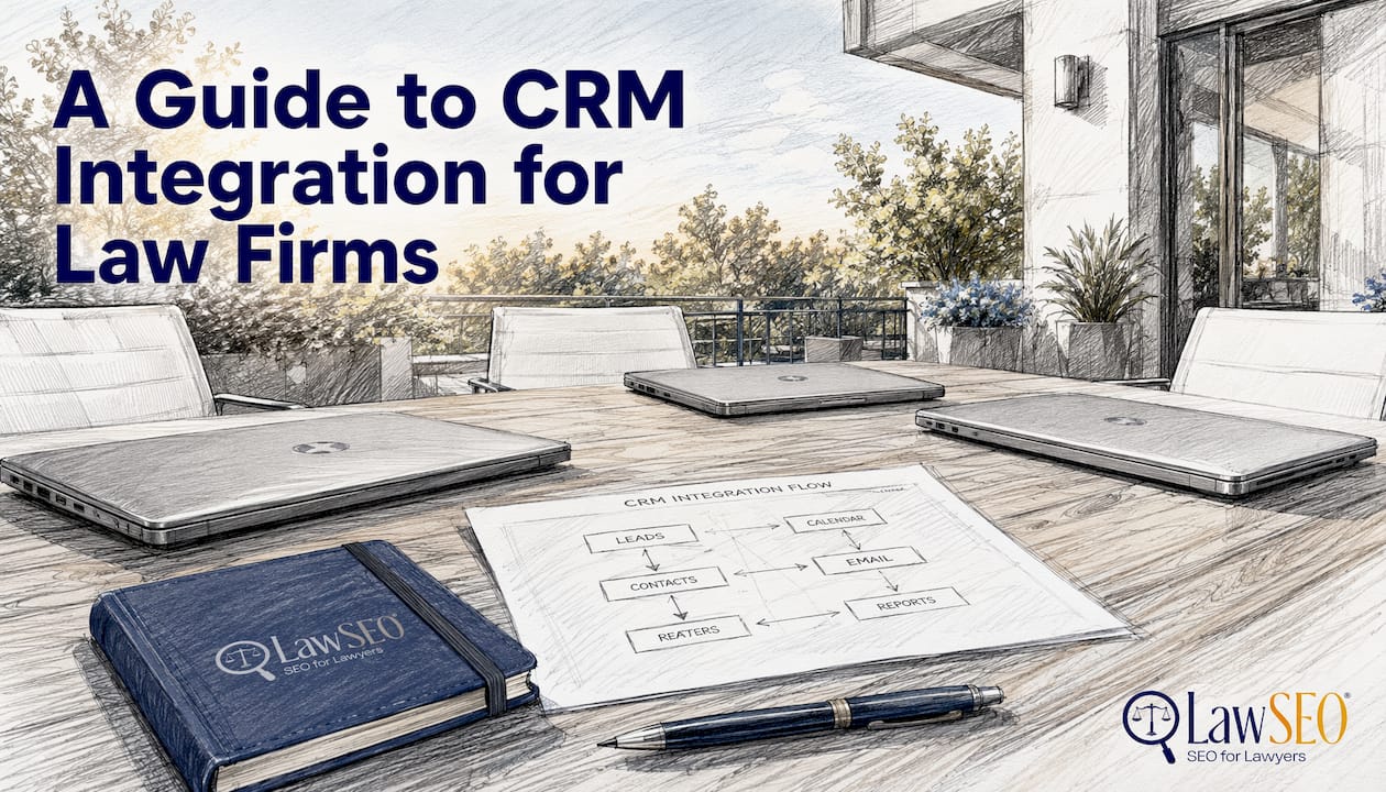 Empty law office room with CRM integration tools