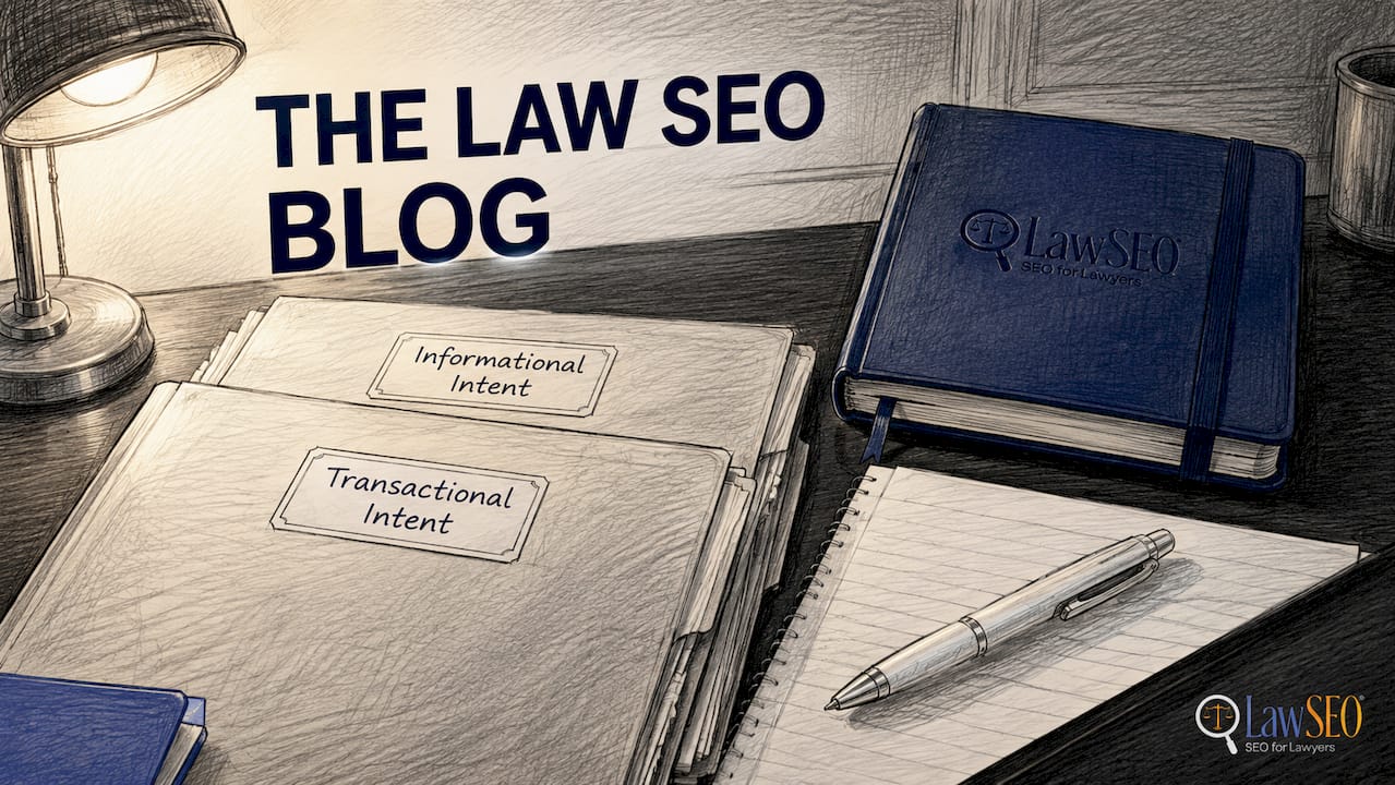 Organized legal search intent categories on desk