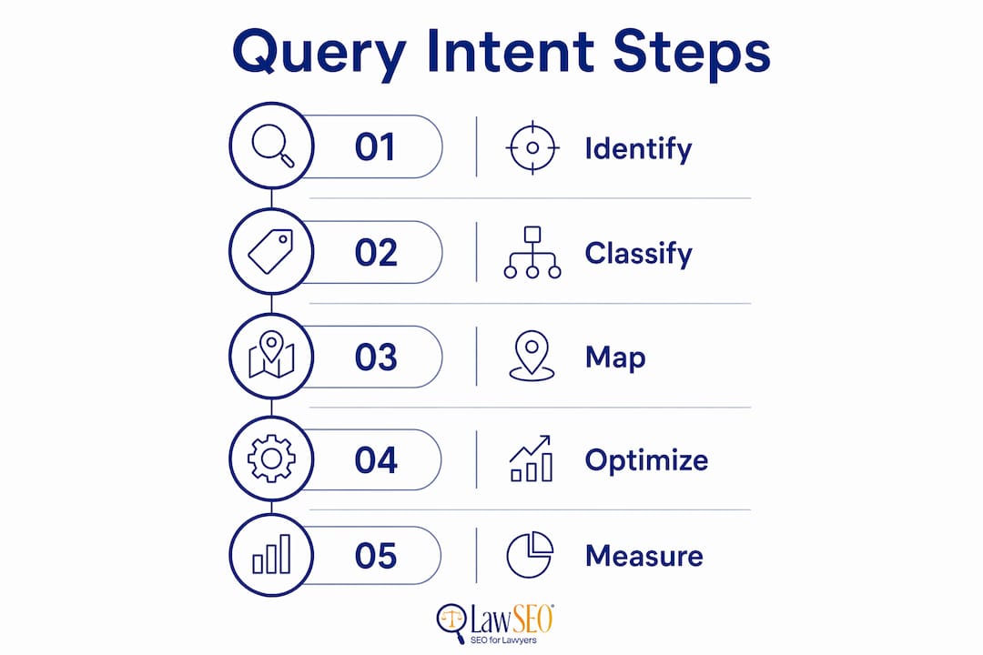 Infographic illustrating law firm query intent steps