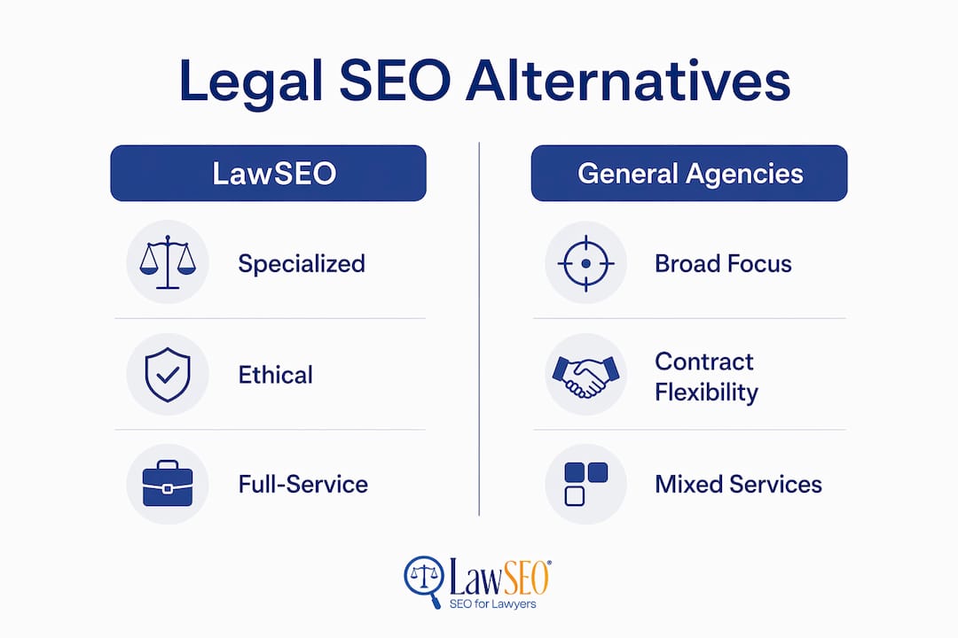 Infographic comparing LawSEO and general legal SEO agencies