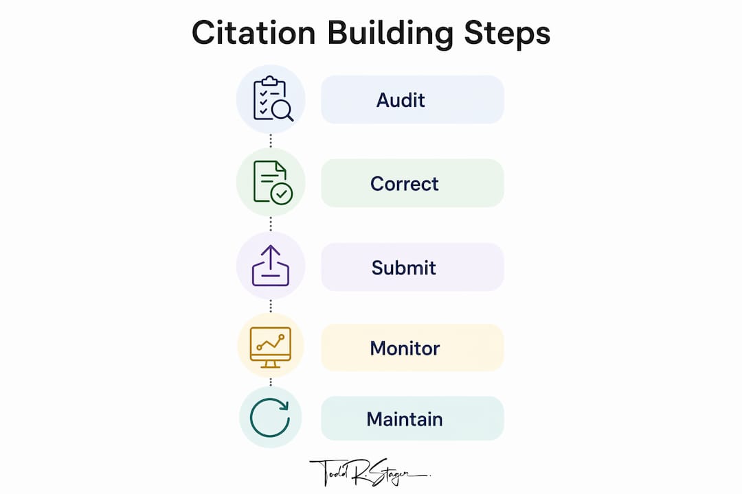 Infographic showing citation building process steps