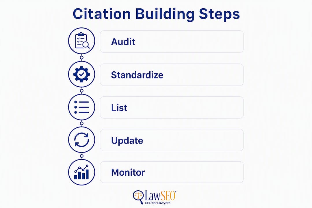 Infographic showing citation building steps