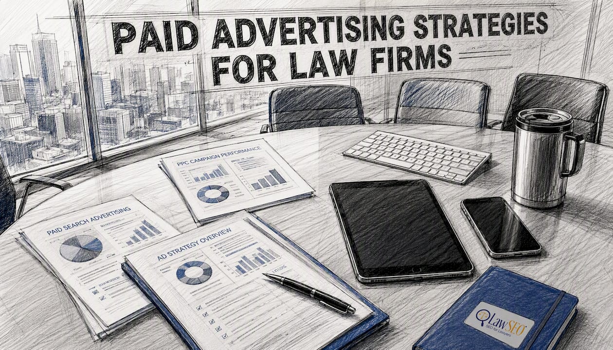Conference table with paid ad materials